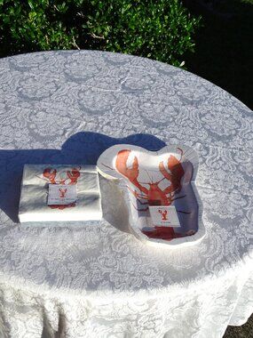 Lobster Die Cut 12 Paper Plates with matching Cocktail Napkins